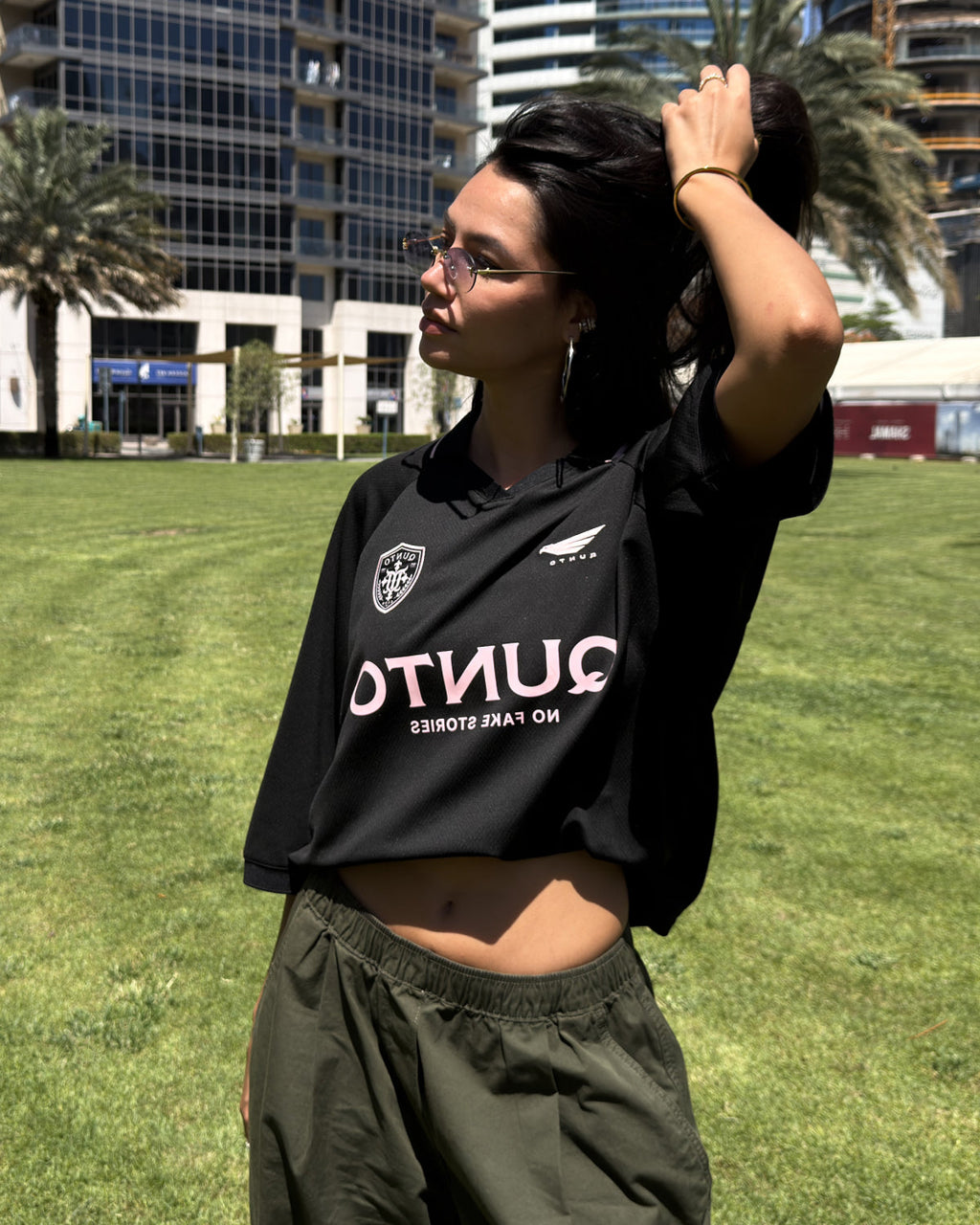 QUNTO Jersey Short Sleeve Black & Pink