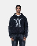 GRAFITI ZIPPER HOODIE BLACK