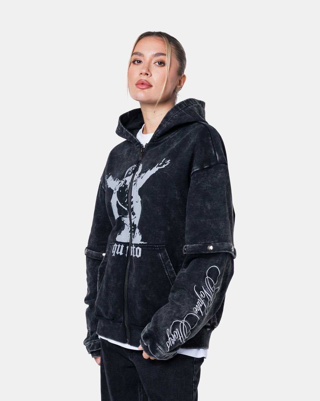 GRAFITI ZIPPER HOODIE BLACK