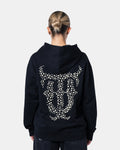 QT PEARL ZIPPER HOODIE BLACK