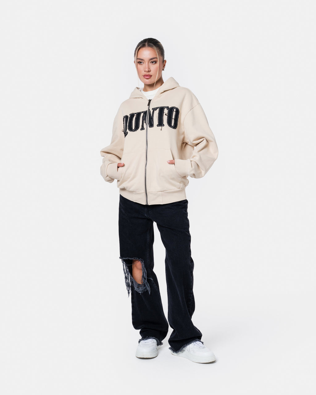 CLASSIC ZIPPER HOODIE CREAM
