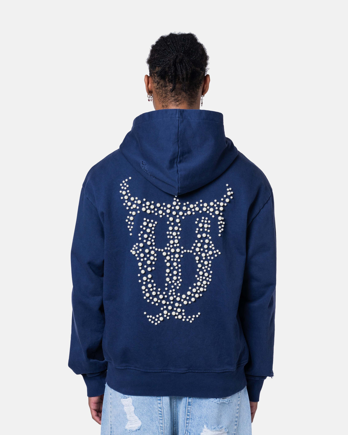 QT PEARL ZIPPER HOODIE BLUE