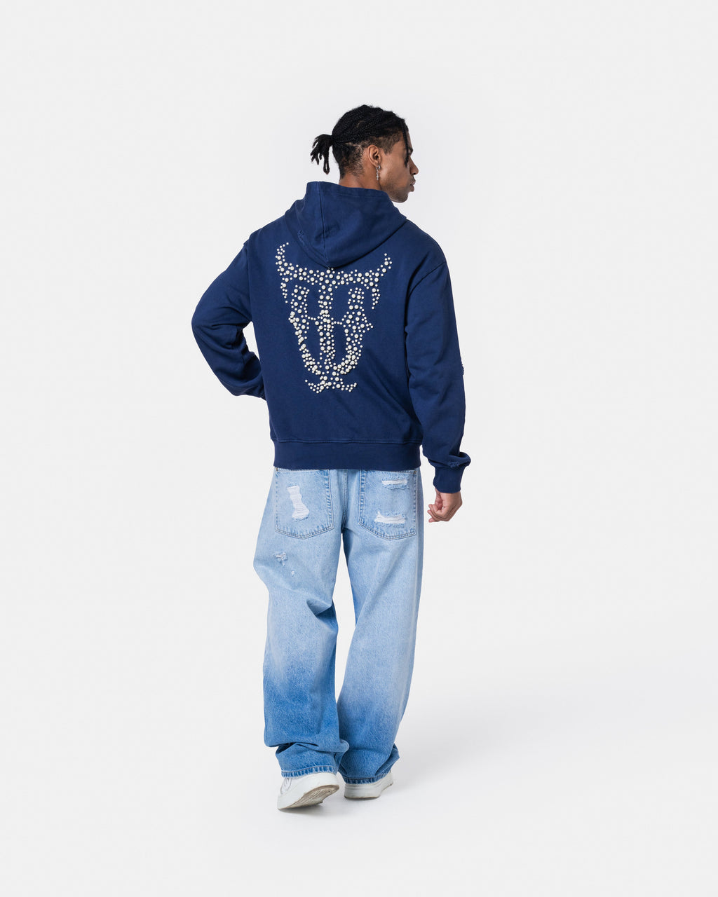QT PEARL ZIPPER HOODIE BLUE