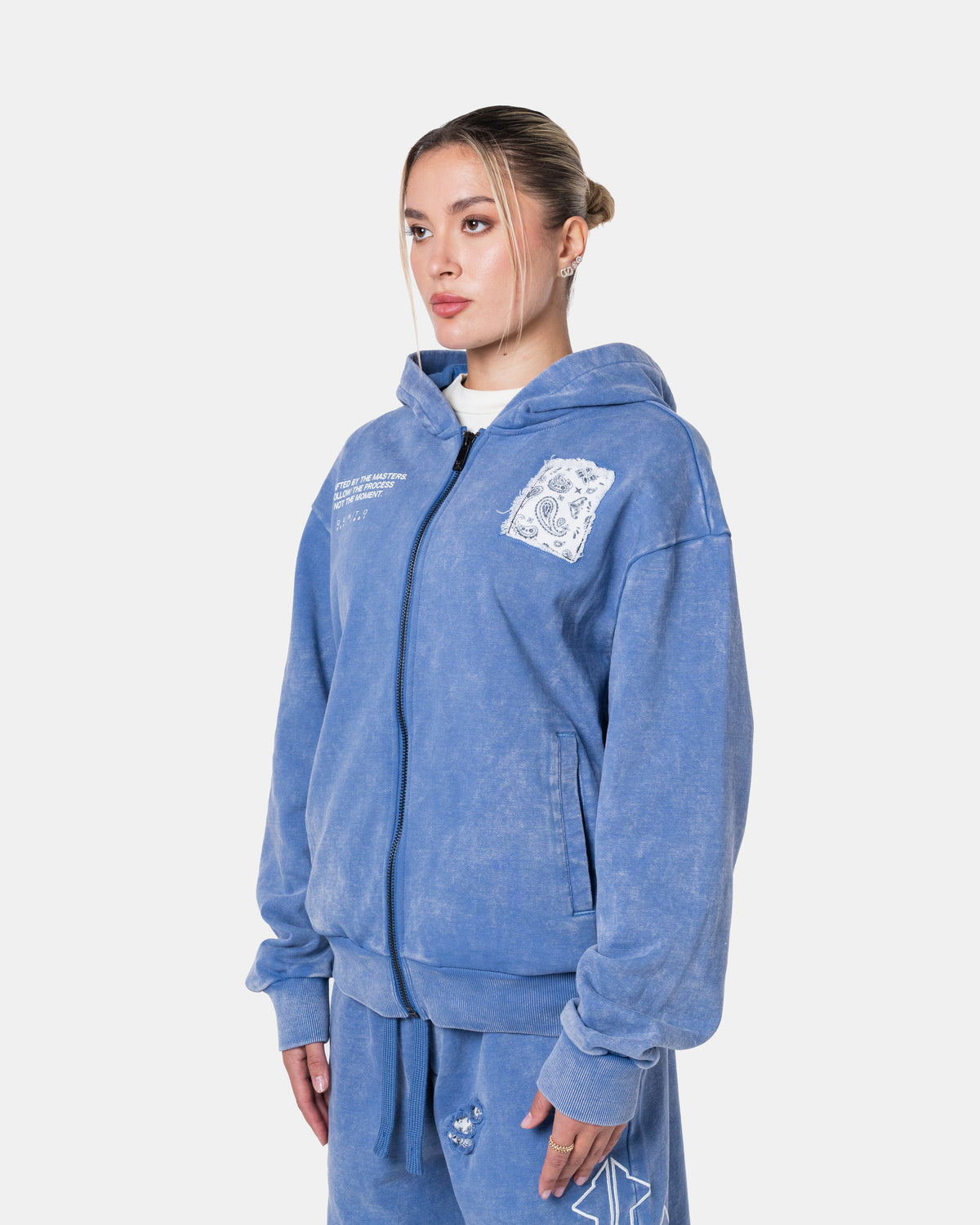 DESTROY ZIPPER HOODIE BLUE