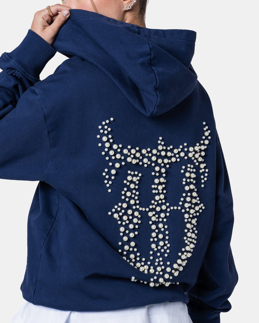 QT PEARL ZIPPER HOODIE BLUE
